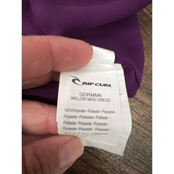 RIP CURL BOHO MEDALLION SCROLL PRINT PURPLE WHITE LINED STRAPLESS MAXI DRESS‎ XS - Picture 11 of 12